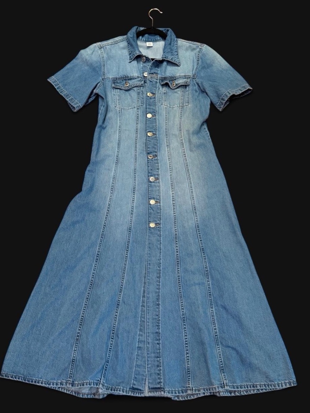Classic Blue Denim Button-Front Womens Dress